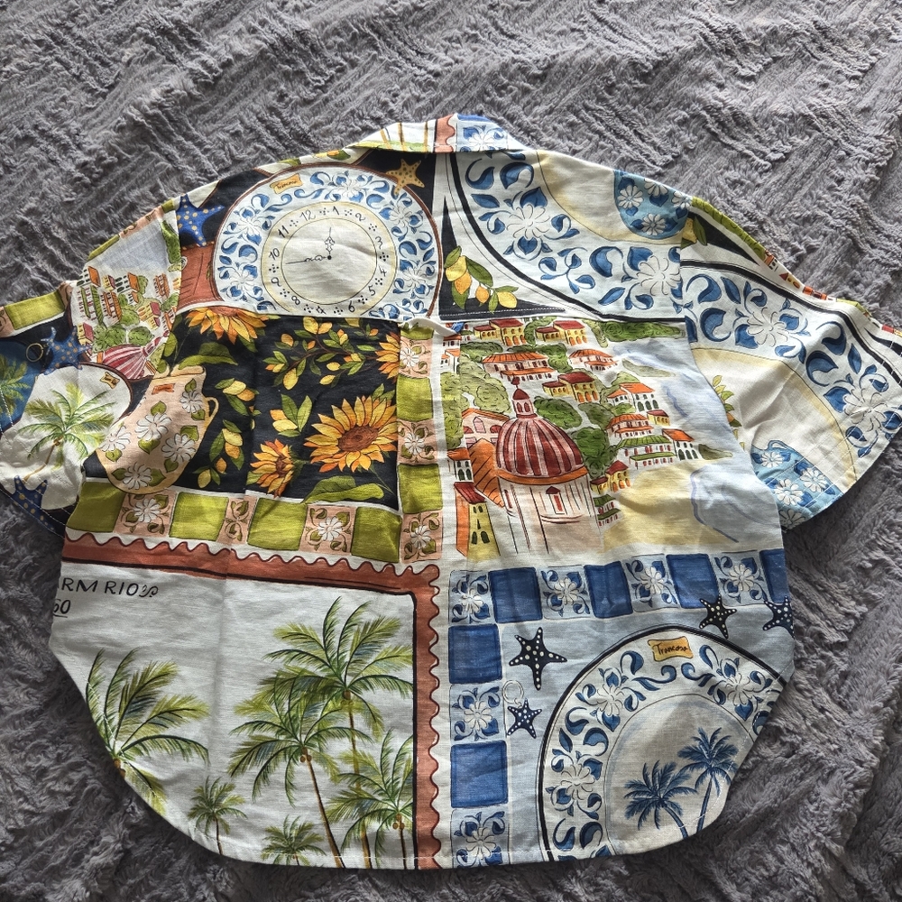Farm Rio Latin Trip Scarves Shirt XS NWT - Picture 6 of 8